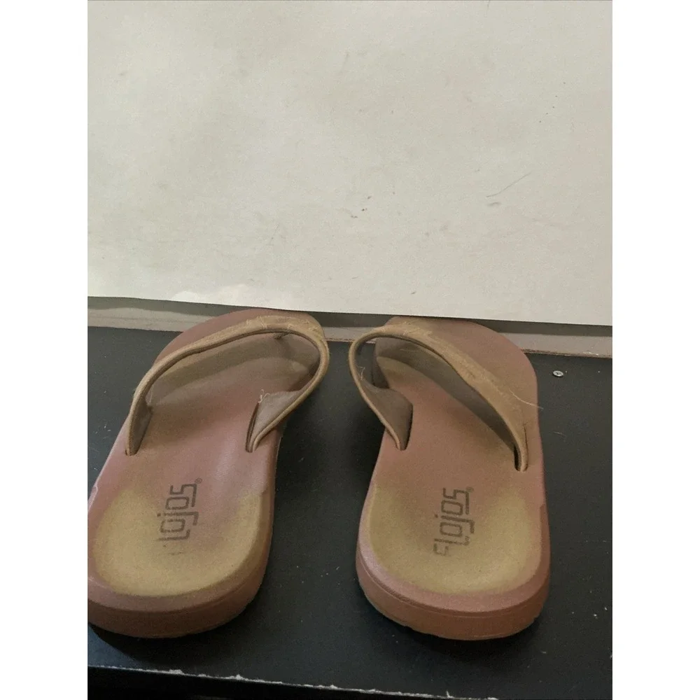 Flojos Ryan Mens Two Tone Tan Flip Flop Sandals Brown Synthetic Straps Size 12